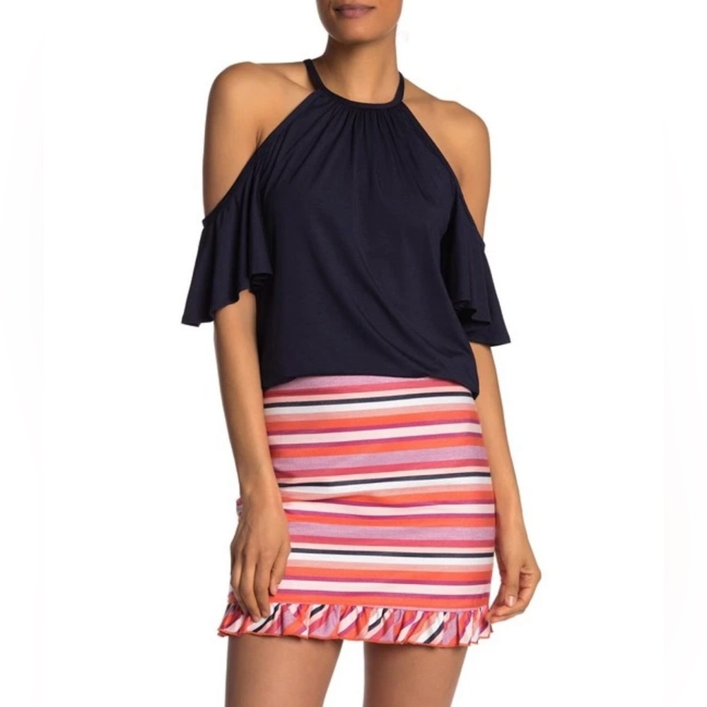 NWT Trina Turk Multicolor Striped Ruffled Skirt